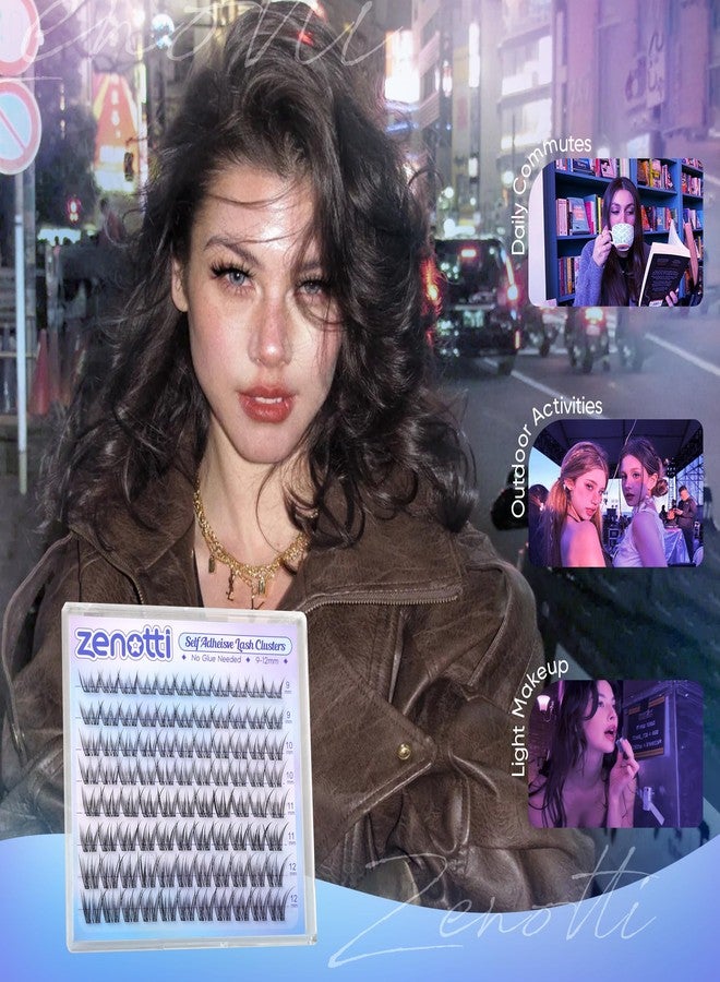 zenotti Self Adhesive Eyelashes Natural Self Adhesive Cluster Lashes No Glue Wispy Eyelash Clusters Pre Glued Short 9-12mm Manga Lash Cluster Press on Individual lashes by zenotti - Image 5